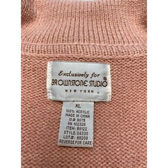 Brownstone Studio New York Peach Pink Embroidered Button Down Cardigan Sz XL - Picture 4 of 8